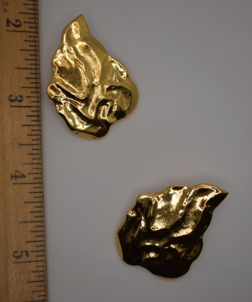 Two 1980's Vintage YSL Gold Plated Modernist Brooches