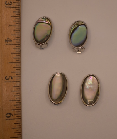 Two pairs of 1950's-60's vintage oval Abalone Pearl earrings