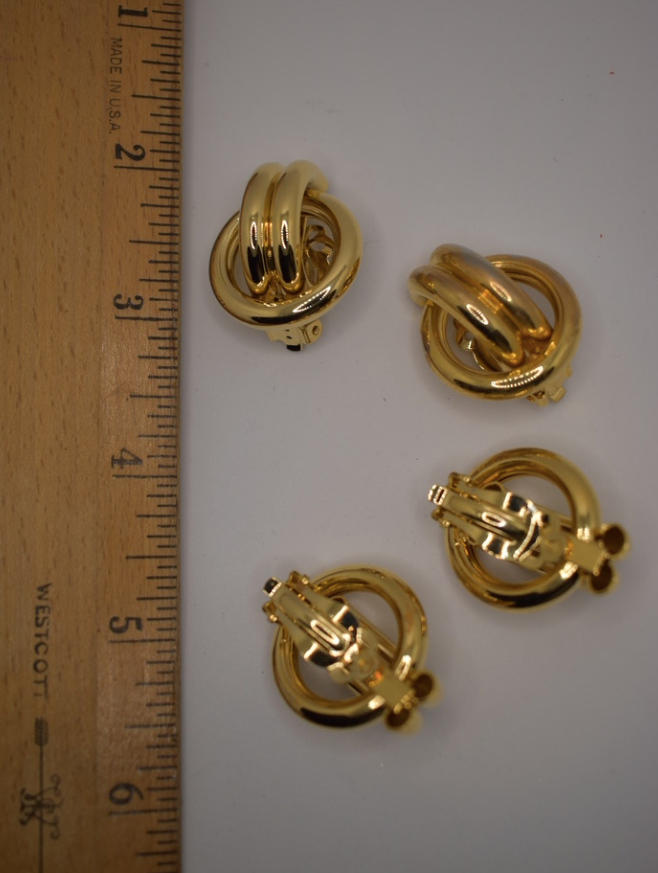 Two pairs of 1980-90's vintage 18K gold plated metal clip on earrings