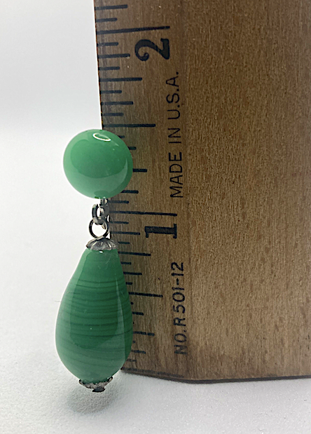 One Pair Vintage 1950-60's Japanese Green Teardrop Dangle Earrings