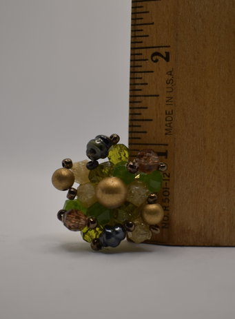 Two pairs of vintage 1950's-60's green beaded cluster earrings