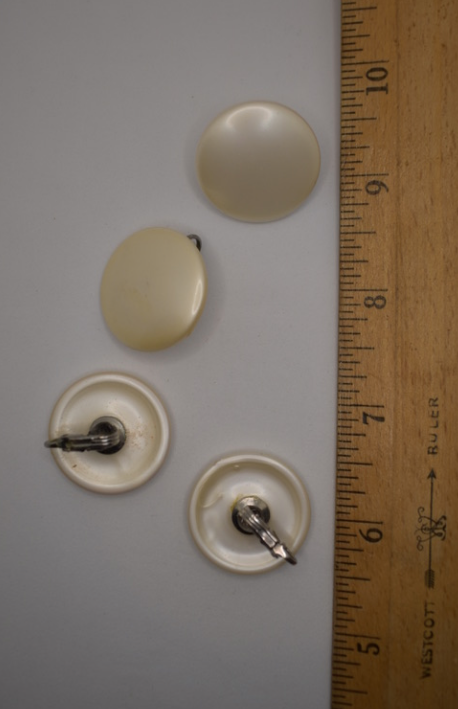 Two pairs of 1950's-60's vintage cream faux pearl 1" round earrings