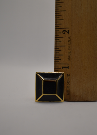 One pair of vintage 1980-90's Yves Saint Laurent (YSL) black and gold geometric earrings
