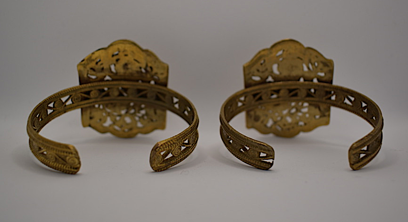 Two Victorian Aesthetic Movement Gold Gilt over Brass Bracelets