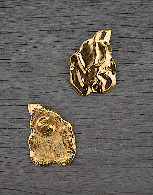 Two 1980's Vintage YSL Gold Plated Modernist Brooches