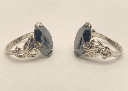 Two 1930's vintage sterling silver and hematite cocktail rings