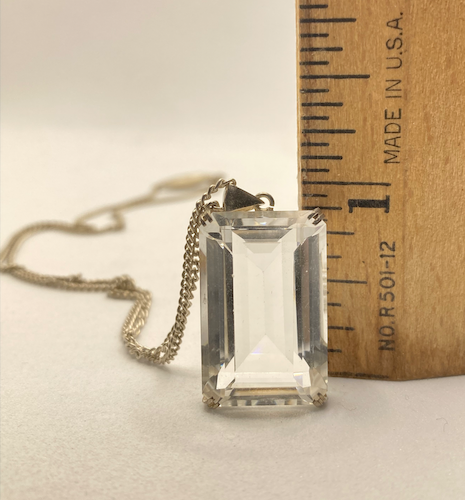 One 1930's Vintage Glass Faceted Rectangular Crystal Necklace