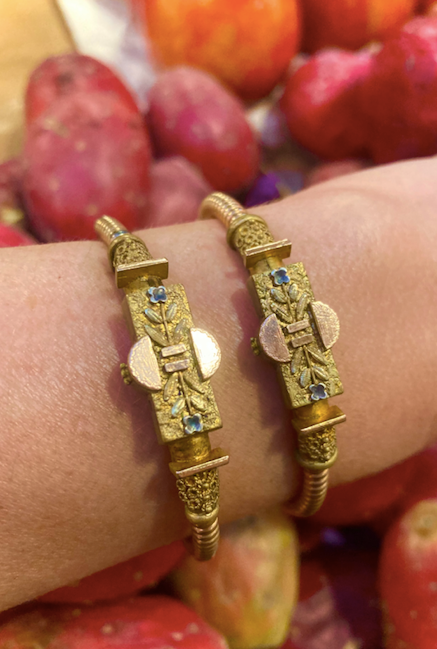 Two Victorian Etruscan Revival Gold Fill Coil Bracelets