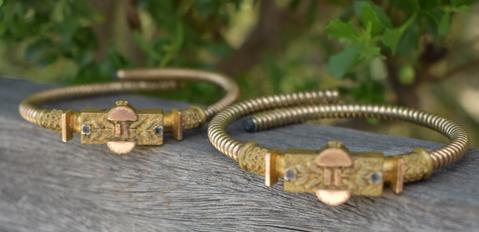 Two Victorian Etruscan Revival Gold Fill Coil Bracelets