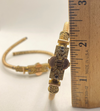 Two Victorian Etruscan Revival Gold Fill Coil Bracelets