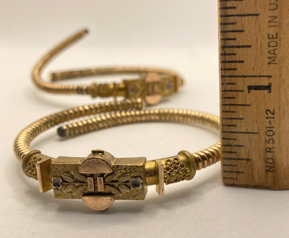 Two Victorian Etruscan Revival Gold Fill Coil Bracelets