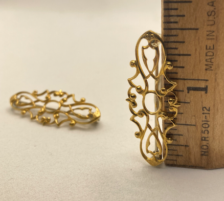 Two 1980-90's Vintage Gold Plated Victorian Revival Filigree Pins