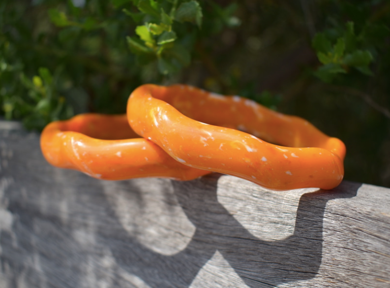 Two 1940'-60's vintage Italian lucite bangle bracelets