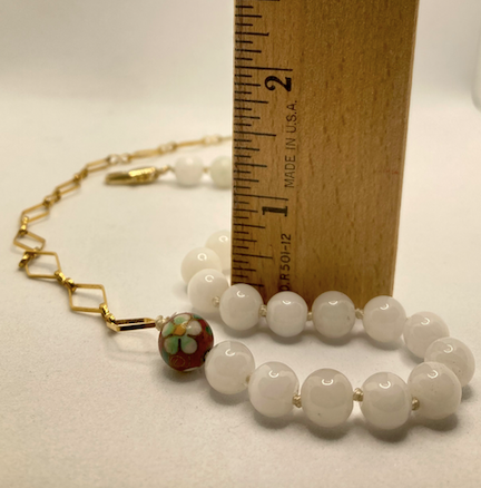 One White Jade and 18K Gold Plated Necklace