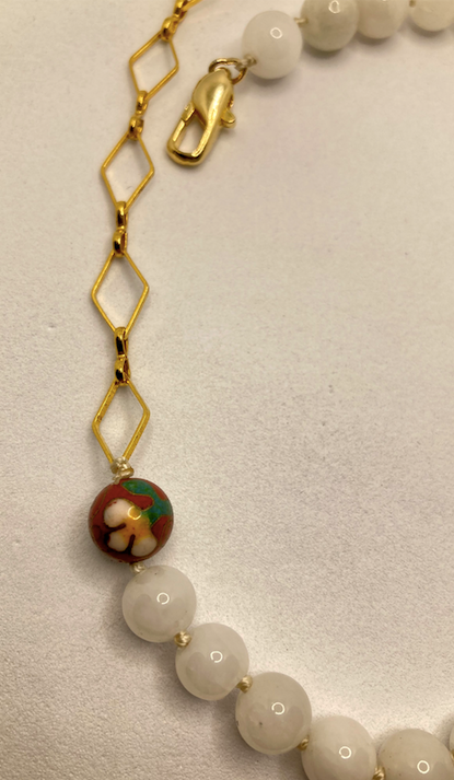 One White Jade and 18K Gold Plated Necklace