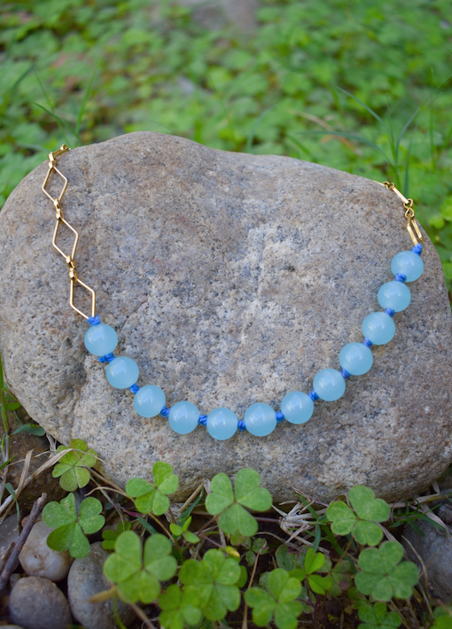 One Glass Bead and 18K Gold Plated Necklace