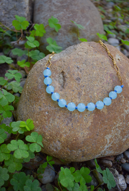 One Glass Bead and 18K Gold Plated Necklace