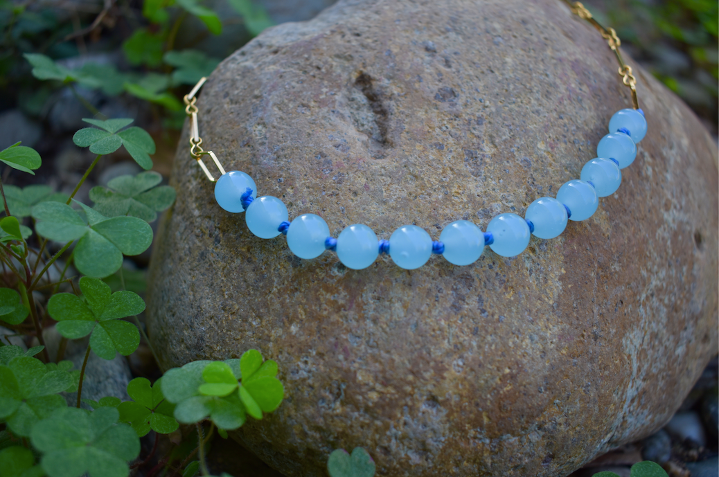One Glass Bead and 18K Gold Plated Necklace