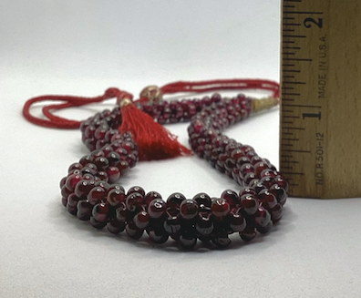 One Vintage 1960's-70's Garnet Bead Adjustable Necklace and Matching Earrings