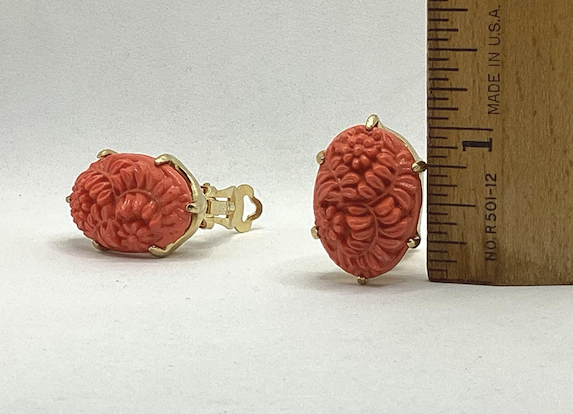 One pair of 1950's-60's vintage peach earrings