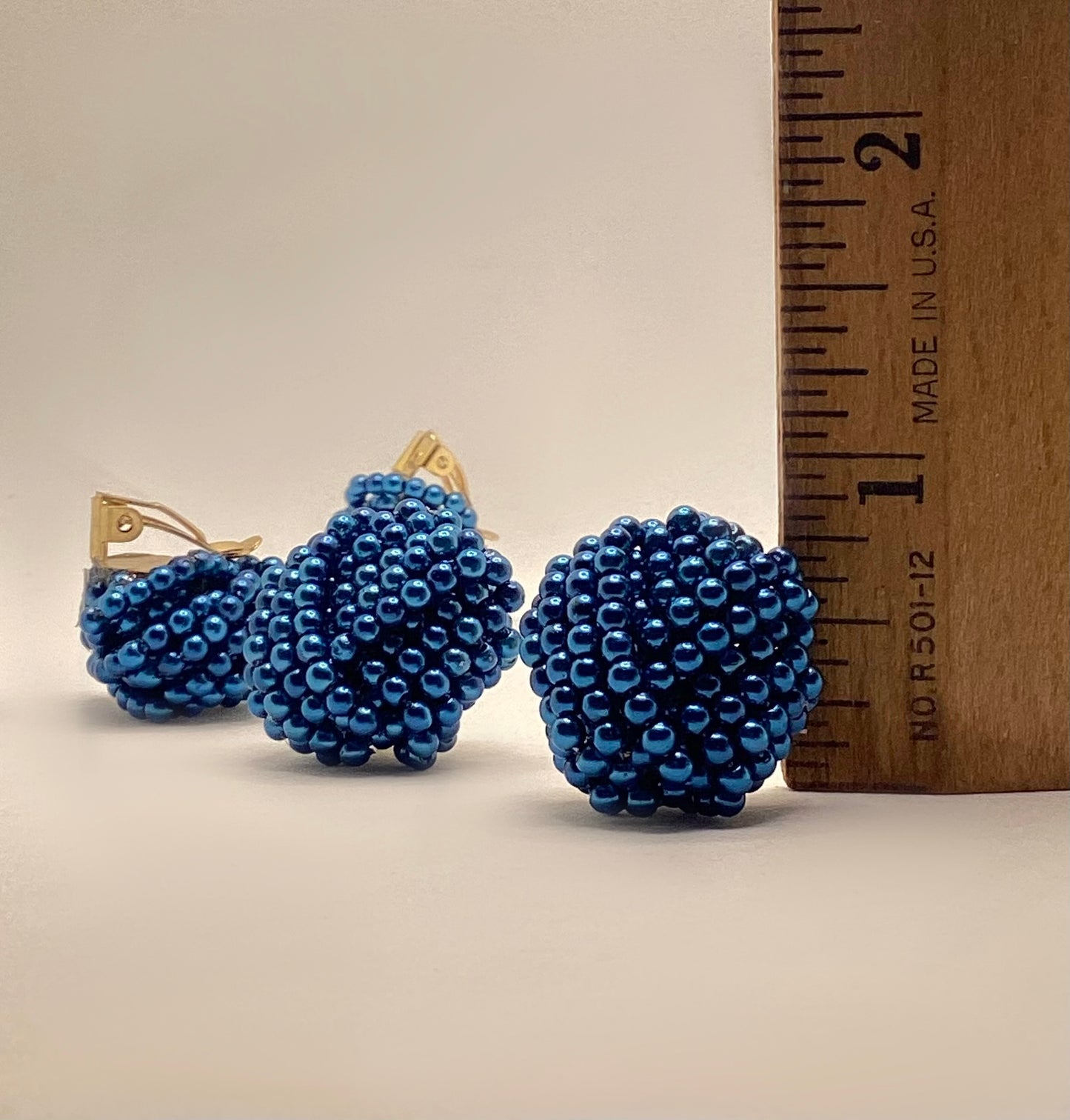 Two pairs of 1930's-60's vintage blue beaded earrings