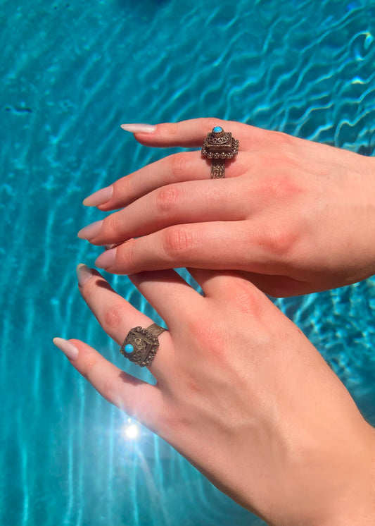 Two Vintage 1920-40's Sterling Silver Poison Rings