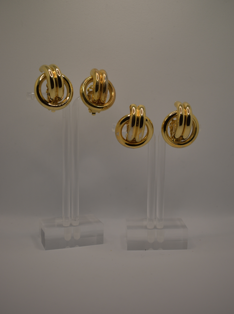 Two pairs of 1980-90's vintage 18K gold plated metal clip on earrings