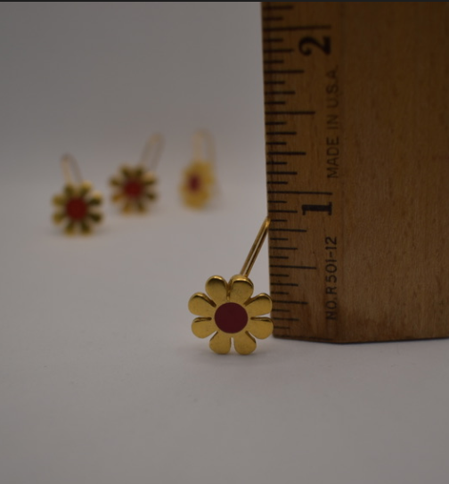 Two pairs of vintage 1960's-1970's gold plated flower dangle earring