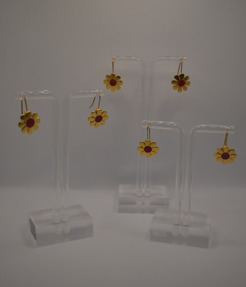 Two pairs of vintage 1960's-1970's gold plated flower dangle earring