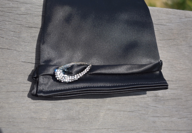 Two pairs of vintage St John black satin opera gloves