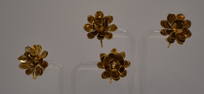 Two pairs of 1930's vintage gold plated flower earrings