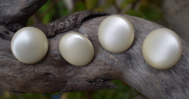 Two pairs of 1950's-60's vintage cream faux pearl 1 1/16" button earrings