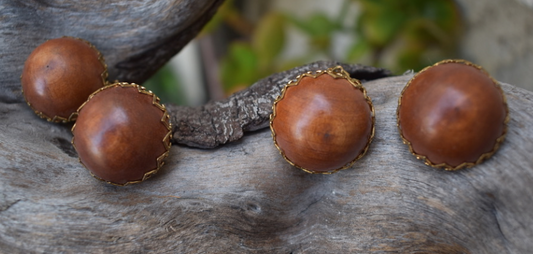 Two pairs of 1950's-60's vintage wood round earrings