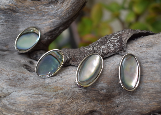 Two pairs of 1950's-60's vintage oval Abalone Pearl earrings