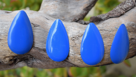 Two pairs of 1980's vintage blue tear drop shapped metal earrings