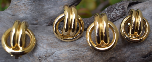 Two pairs of 1980-90's vintage 18K gold plated metal clip on earrings