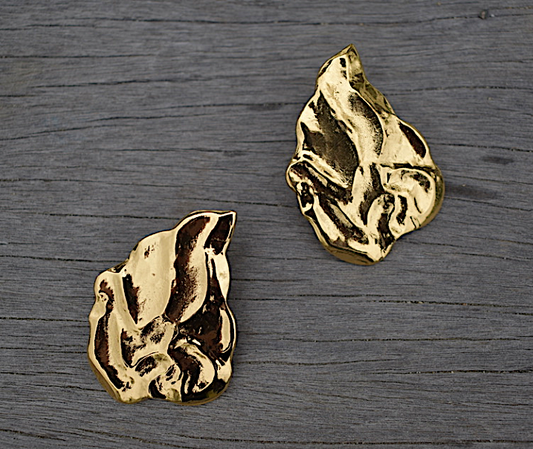 Two 1980's Vintage YSL Gold Plated Modernist Brooches