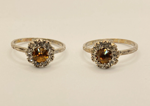 Two 1930's vintage sterling silver and rhinestone rings