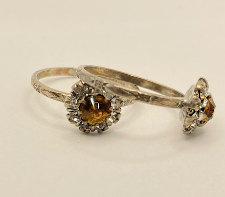 Two 1930's vintage sterling silver and rhinestone rings