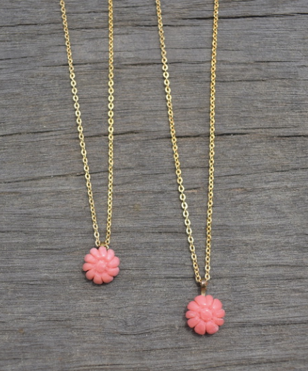 Two 1940's-50's Vintage Hand Carved Coral Pendants on 18" Gold Plated Chain