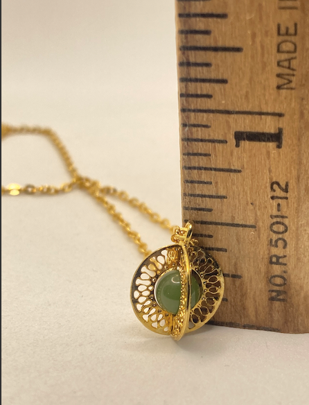 Two 1960's-70's Vintage Round Jade Pendants on an 18" Gold Plated Chain