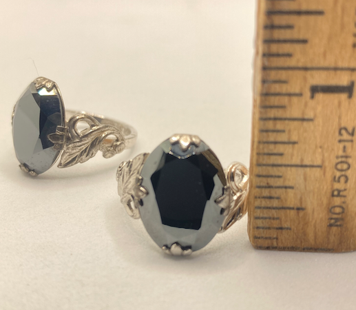 Two 1930's vintage sterling silver and hematite cocktail rings