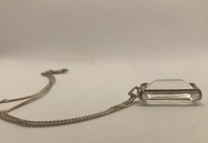 One 1930's Vintage Glass Faceted Rectangular Crystal Necklace