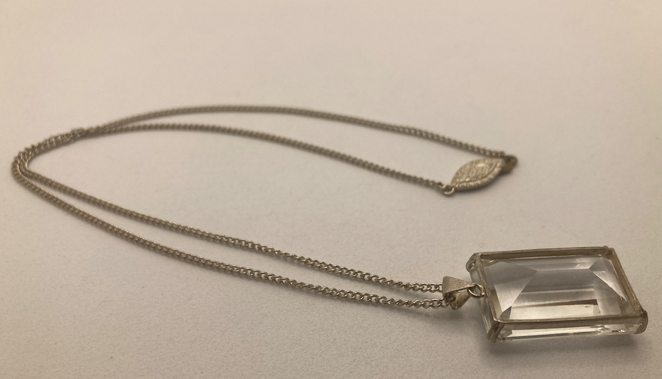 One 1930's Vintage Glass Faceted Rectangular Crystal Necklace