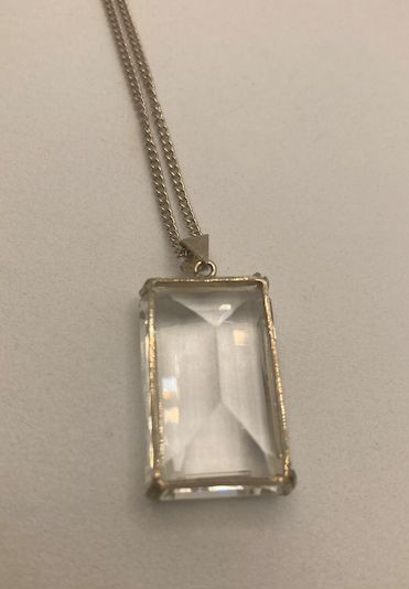 One 1930's Vintage Glass Faceted Rectangular Crystal Necklace
