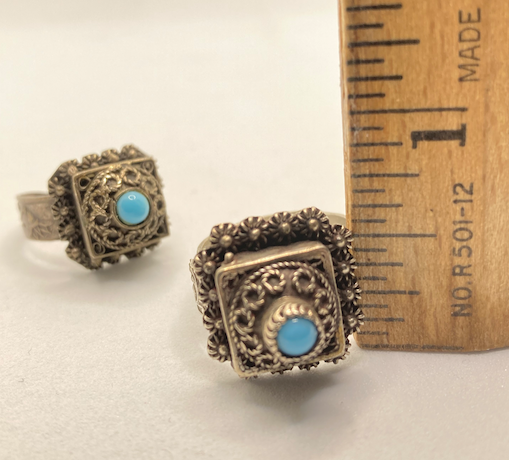 Two Vintage 1920-40's Sterling Silver Poison Rings