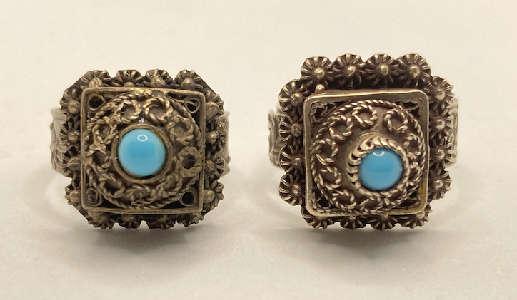 Two Vintage 1920-40's Sterling Silver Poison Rings