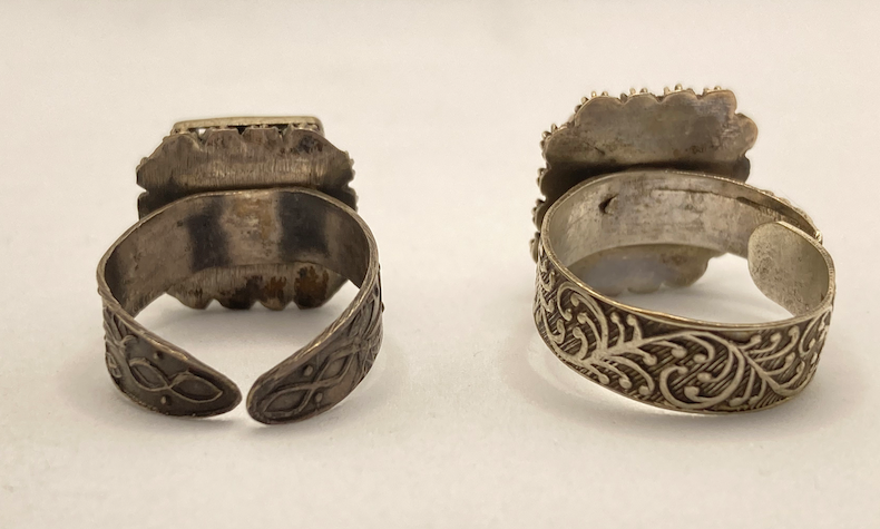 Two Vintage 1920-40's Sterling Silver Poison Rings