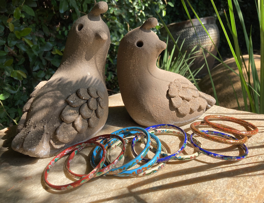 Two matching 1970's-90's vintage cloisonne bangles in color of choice