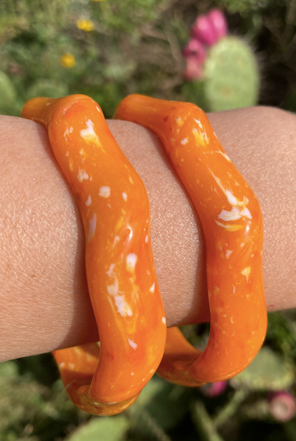 Two 1940'-60's vintage Italian lucite bangle bracelets
